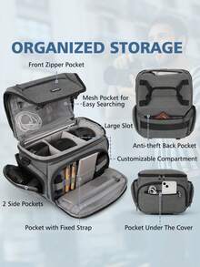 Bolsa para cámara, adecuada para fotógrafos de cámaras DSLR/SLR/sin espejo, bolsa de hombro impermeable para cámara pequeña con soporte para trípode y cubierta contra la lluvia, adecuada para / - Multicolor - Ver 3