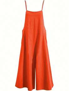 Solid Color Jumpsuit - Orangerot - Übersicht 2