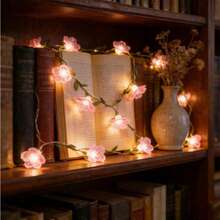 20 Luzes de Vinha de Sakura LED, Galhos Flexíveis, Alimentado por USB, 8 Modos de Iluminação, Adequado para Quarto, Festa de Casamento, Feriado e Decoração DIY - Lanterna de glicínia com flor de cerejeira - Visão 4