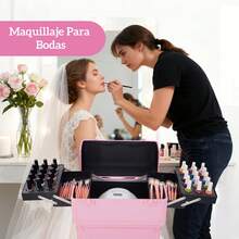 4-In-1 Makeup Case With Wheels - Professional Cosmetology Case With Wheels, Large Organizer For Cosmetics And Beauty Tools, Ideal For Makeup Artists, Hairstylists, Spas And Home Use - Easy Transport With Telescopic Handle And Silent Wheels - Rosa - 查看 8