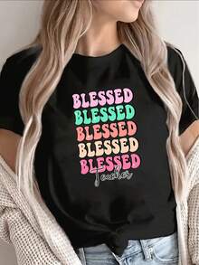Camiseta Cuello Redondo con Degradado Sutil Juvenil, Cómoda para Actividades al Aire Libre y Rutina Todo el Día - Negro - Ver 1