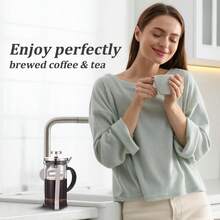Maveite French Press Coffee Maker Carafe Coffee Presser Heat Resistant Glass With 3 Level Filtration System Stainless Steel Brews Coffee And Tea Press 12 Oz - White - View 7