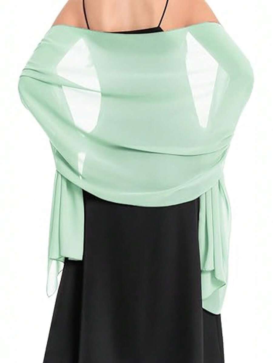 Chiffon Shawl Scarf Suitable For Bride Wedding Party Evening Dress And Special Occasion, Malaysian Headscarf - Green - View 1