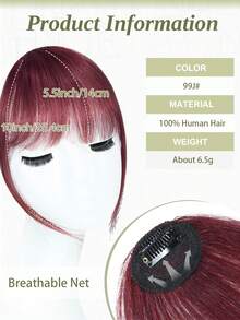 DNE HAIR 100%健康原色真人髮接髮 無瀏海 99J# 酒紅色，自然輕盈瀏海髮片，柔軟絲滑親膚，不掉髮不糾結，無縫隱形設計，易安裝易拆卸，可重複長期使用，適合女性、女孩、初學者，日常妝容、度假、街頭風、婚禮髮型造型轉換 - S99J - 查看 3
