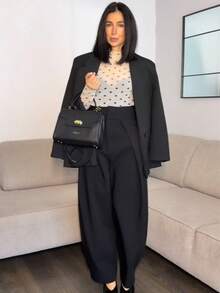 GMFP Women's Casual Elegant Fashion Simple Solid Color Loose Pants, Suitable For Commuting And Vacation Season, Spring/Summer Black - Black - View 3