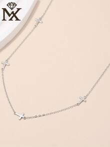 SYMFNY 1 chiếc dây chuyền mặt thánh giá mini bạc sterling 925, phong cách unisex, phụ kiện đeo hàng ngày và hẹn hò - Bạc - Xem 3