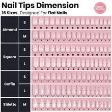 Beetles 224Pcs Tipex Instant Apex Nail Tips Kit, Reinforced Apex Strong Long-Lasting, 20g Solid Nail Glue, Mini UV Lamp Base & Top Coat Manicure Set - 短方 - 查看 10