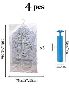 1个/3个/5个装压缩衣物悬挂袋,悬挂式压缩袋,悬挂式真空压缩袋 - 彩色 - 查看 15