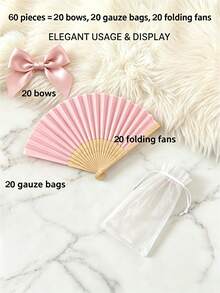 30/60pc Elegant Folding Fans, Comes With A Gift Organza Bag And Ribbon, Perfect For Wedding Guest Favors, Wedding Parties,  And Tea Party Decorations - Multicolor - View 6