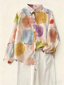 YUXIN Elegant Ditsy Floral Blouse, Lightweight Breathable Shirt For Women, Spring/Summer/Autumn - Multicolor - View 3