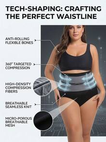 FLARIXA Sous-vêtements de sport sculptants à taille haute sans couture pour femmes grandes tailles, améliorent les performances d'entraînement, contrôle du ventre, soulèvement des fesses, soutien de la taille, ceinture non roulante, lingerie galbante - Noir - Voir 5