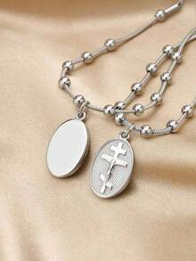 1 pieza Pulsera con cruz ortodoxa oriental de acero inoxidable y cuentas de Jesús para mujeres, cristiana, regalo - 1526G03 - Ver 3