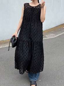 Vestido sin mangas con espalda descubierta y lunares de mujer - Negro - Ver 6