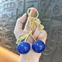 1Pc Móc khóa anh đào Y2K lấp lánh, lá hợp kim kẽm vàng cổ điển, charm trái cây acrylic bóng, phụ kiện túi dễ thương cho túi xách & chìa khóa, quà tặng tốt nghiệp & hàng ngày hoàn hảo - Nhiều màu - Xem 7