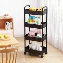 Xe đẩy có bánh màu đen/trắng, kệ đựng đồ nhiều tầng dùng trong phòng tắm, kệ đựng đồ ăn nhẹ di động cho phòng khách, kệ đựng đồ nhiều tầng trong nhà, kệ đựng đồ dùng nhà bếp, phòng ngủ, kệ đựng đồ ăn nhẹ nhiều tầng đặt trên sàn. - Nhiều màu - Xem 6