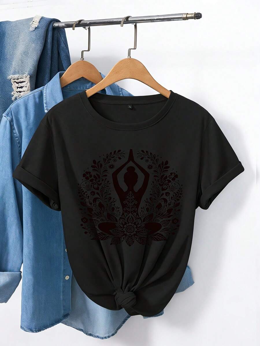 Women's T-Shirt For Spring And Summer - الأسود - مشاهدة 1