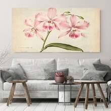 2D Plano, Pared de Orquídea Vintage - Marco Envolvente Botánico, Estilo Retro Minimalista Chino, HD Resistente al Desvanecimiento, Adecuado para Dormitorio, Decoración de Oficina - Elegante Orquídea Plana, 2D - Enmarcado - Ver 2