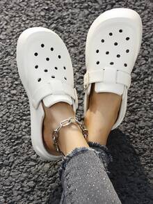 Women's Comfortable Slip-On Slippers, Solid Color Basic Style, Casual Vacation Fashion, Flat Sandals For Beach, Spring/Summer/Autumn - White - View 6