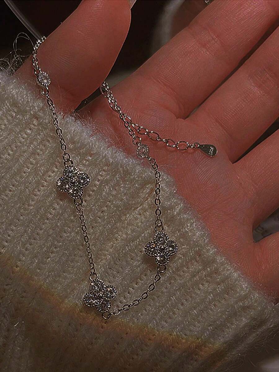 1pc Fashion Heart Double Layer Bracelet - Silver - View 1