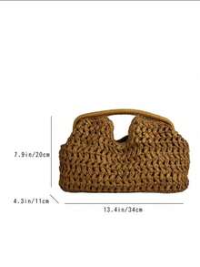 Túi đeo vai bằng sợi raffia dệt thủ công mới năm 2026 với dây đeo có thể kéo dài, túi đeo vai chéo kiểu phong bì dành cho nữ. - gừng - Xem 4