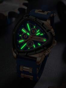 1pc Men's Premium Luxury Quartz Watch - Analog Display, Calendar, Luminous, Silicone Strap - Quartz Movement, Suitable For Daily Wear, Holiday Gift, Perfect Presentation - Multicolor - View 4