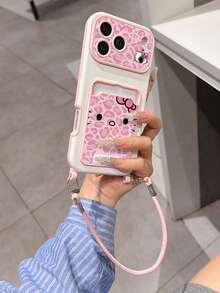 SANRIO 三丽鸥可爱粉色蝴蝶猫挂绳卡套手机壳【三丽鸥手机壳】Hello Kitty表情图案，粉色豹纹蝴蝶结KT猫手机壳。可爱蝴蝶结设计，适用于 17/17 Air/17 Pro/17 Pro Max、16/16 Plus/16 Pro/16 Pro Max、15/15 Plus/15 Pro/15 Pro Max、14/14 Plus/14 Pro/14 Pro Max、13/13 Pro/13 Pro Max、12/12 Pro/12 Pro Max、11/11 Pro Max。防尘，高性价比，热门防摔春季礼物 - 粉色 - 查看 3