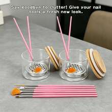 16 piezas Juego de Pinceles para Arte de Uñas, Incluye 1 Soporte de Vidrio para Pinceles y 15 Pinceles para Diseño de Uñas, Kit de Herramientas Profesionales para Arte de Uñas - Multicolor - Ver 9