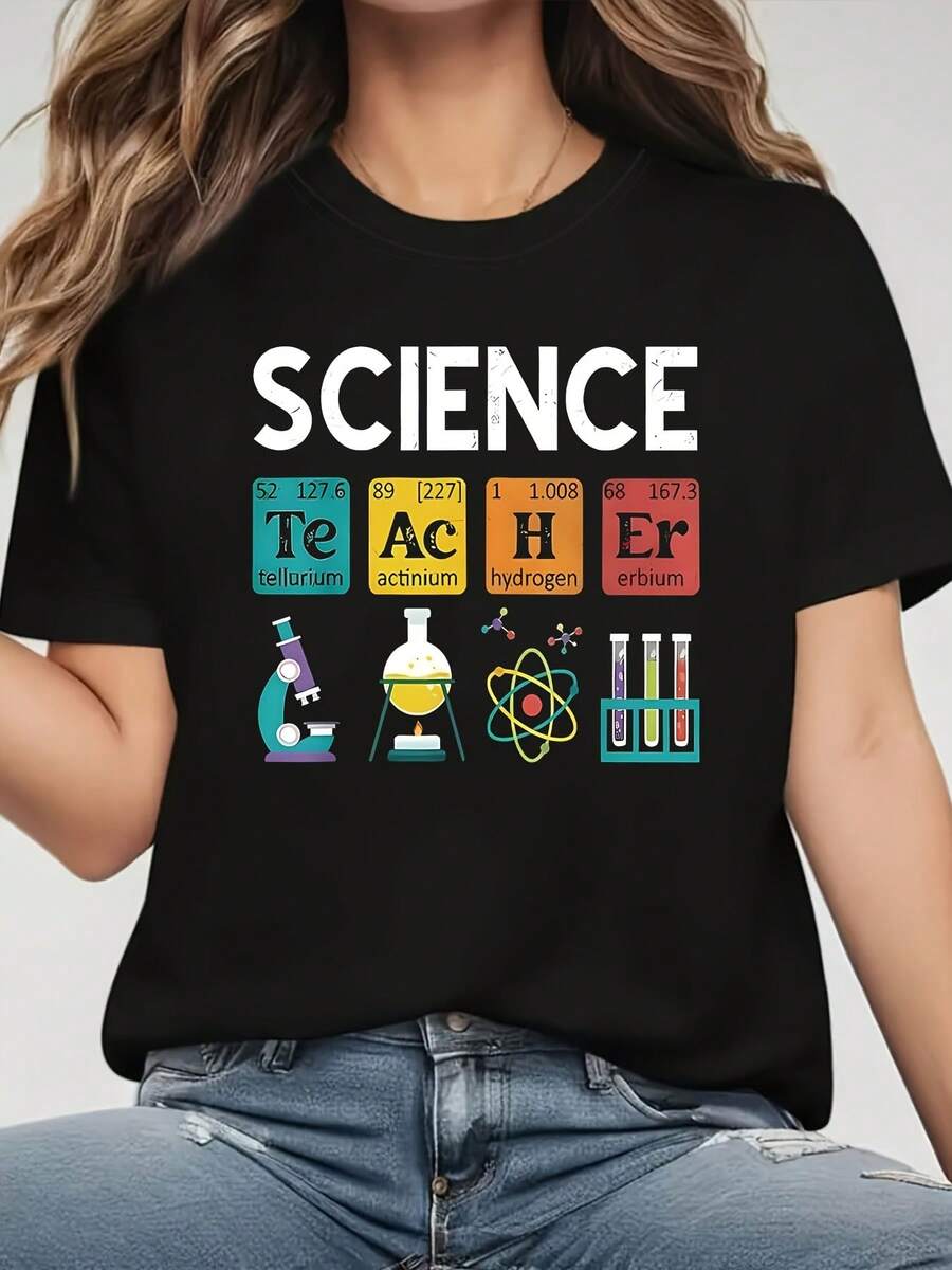 Women's T-Shirt For Spring And Summer - Black - View 1