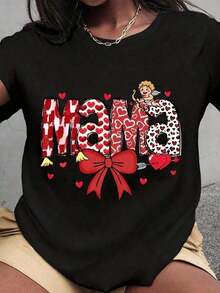 Special Offer: Women's Valentine's Day T-Shirt - T-Shirt With Bright Red Heart And Pink Hearts Design For Mother's Day And Valentine's Day - 黑5 - 查看 1