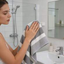 Bộ 8 khăn tắm, khăn tắm kẻ sọc mềm mại dùng trong nhà tắm, khăn mặt, khăn thấm hút nhanh khô, thích hợp để lau mặt. - Nhiều màu - Xem 6