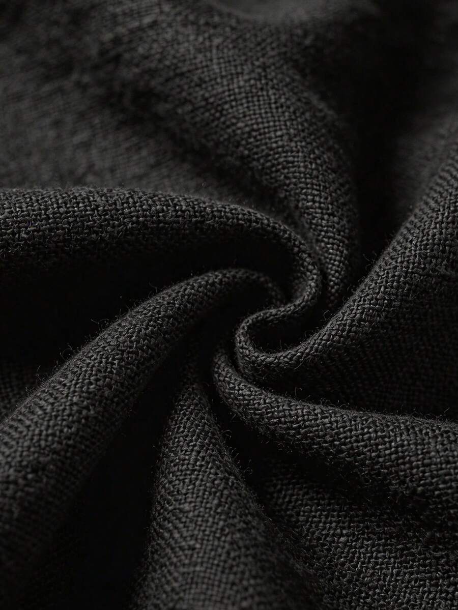1 lembar Kain Bernapas Mirip Linen Alami, Cocok untuk Taplak Meja, Bantal Sofa, dan Kerajinan Pakaian DIY - hitam - View 1