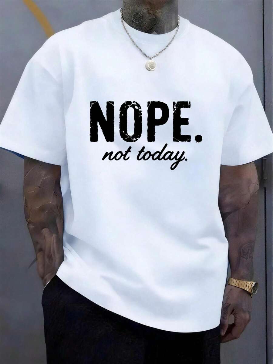 Men's Oversized T-Shirts, Casual Short Sleeve, No, Not Today, Fishing, Hiking & Outdoors, Skin-Friendly | Men's Summer Fashion Top | Fashion Top - 白色 - 查看 1