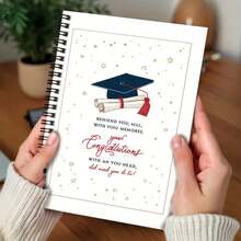 100-Page Graduation Season Exclusive Spiral Notebook, Decorated With Graduation Cap And Scroll Pattern, Accented With Star Elements, Fully Immersive Atmosphere! Suitable For Work Records, Study Notes, Diary Writing, And Also A Thoughtful Gift Choice For Birthdays And Graduations! - C - View 4