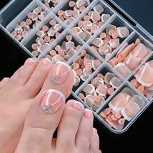 120-Piece French Manicure Set In 9 Colors, Short Square Style, Full Coverage Press-On Nails In Summer Pink And Glossy Brown. - Champagne - View 11