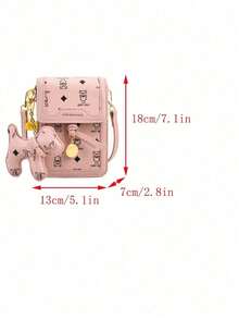 Retro Print Mini Phone Bag, Casual Shoulder Crossbody Bag - Pink - View 9