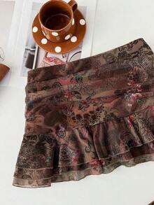 Summer Skirt – Short Cut, Ruffles At The Hem – Perfect For Holiday Or Beach Looks - 栗子2 - 查看 3