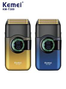 Kemei 1pc KM-T389 Men's Electric Shaver, Portable Reciprocating Shaver, Type-C Fast Charging Long-Lasting Shaver With LED Display, Upgraded Beard Trimmer, Gift For Father/Boyfriend - Multicolor - View 2
