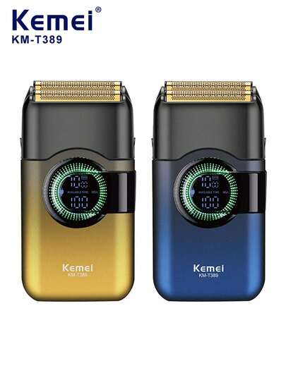 Kemei 1 máy cạo râu điện KM-T389 dành cho nam, máy cạo râu cầm tay, sạc nhanh Type-C, thời lượng pin lâu dài với màn hình LED, máy tỉa râu được nâng cấp, quà tặng cho bố/bạn trai.