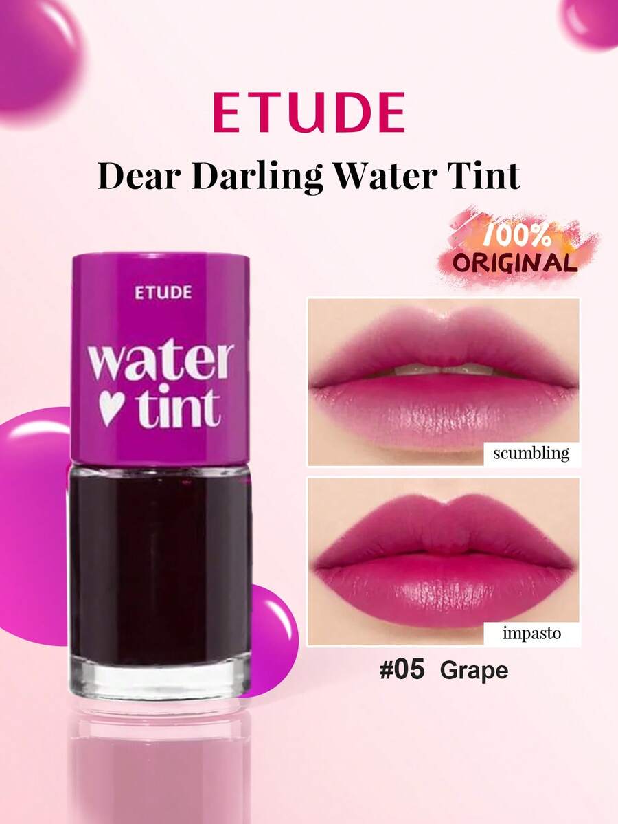 ETUDE 05 葡萄色 Dear Darling 水润唇釉，爆款韩妆水润唇釉，清新果香，水润轻盈，不粘腻，弹润质地，可层层叠加，打造从清透到浓郁的妆效，持久水润，自然渐变唇妆，韩式彩妆，节日礼物，母亲节礼物，9克/0.31盎司