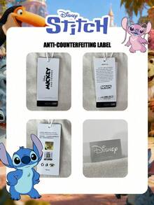 Disney 1個迪士尼官方授權史迪奇印花托特包，大容量可折疊購物袋，輕量肩背包，卡通手提包，S/M/L可選，適合女孩/青少年/女生日常/購物/上學/旅行 - 彩色 - 查看 2