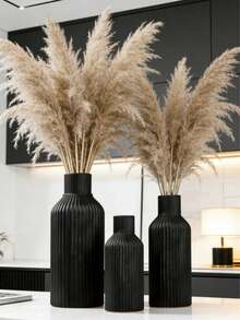 1pc Minimalist Black Striped Vase, Suitable For Autumn/Winter Home Decor, Modern Dried Flower Display, High-Quality Gift For Living Room, Entryway, Dining Table, Office Or Bedroom - Multicolor - View 1