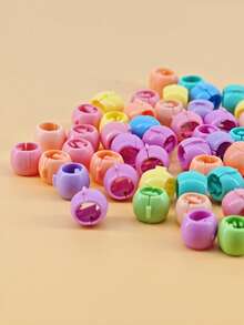 60 piezas de lindos clips de pelo de plástico de color caramelo, cuentas para trenzar, accesorios para el cabello para rastas de verano y fiestas - Multicolor - Ver 6