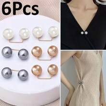 2/3/4/6Pcs Faux Pearl Denim Ankle Clip, Anti-Exposure Brooch, Anti-Slip Shoe Buckle, Pants Length Adjuster - Multicolor - View 22