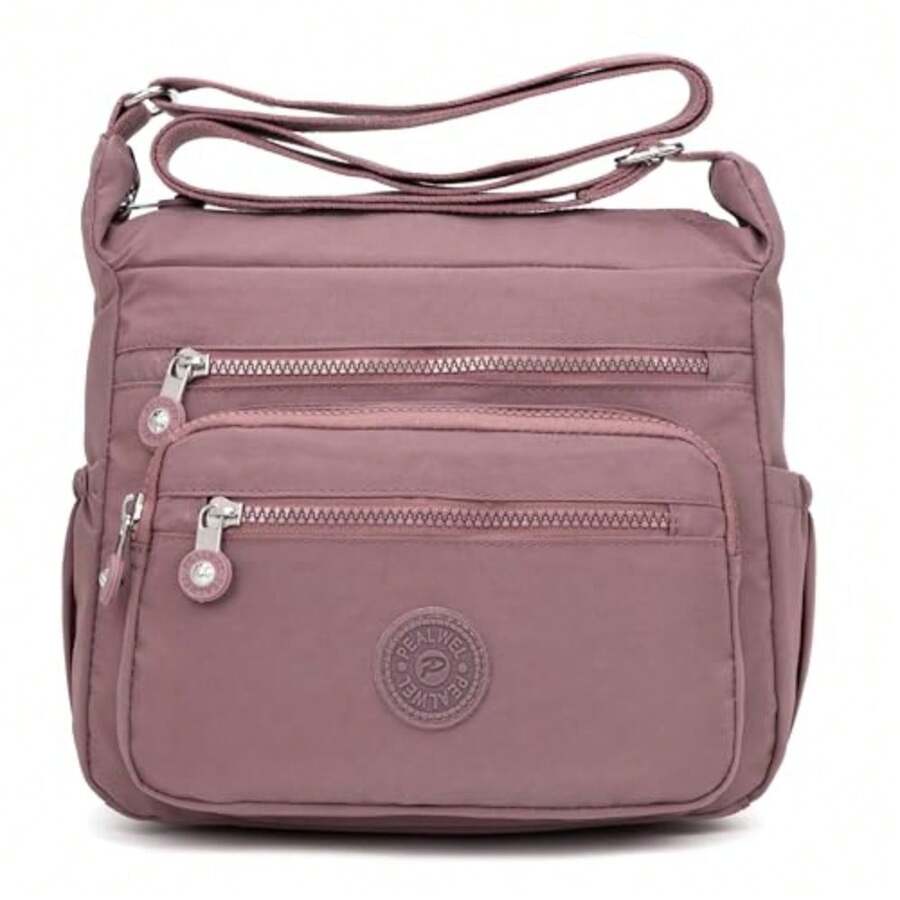 Pealwel Women Shoulder Handbag Roomy Multiple Pockets Bag Ladies Crossbody Purse Tote Top Handle Satchel - 深粉紅色 - 查看 1