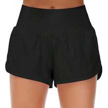 Womens High Waisted Running Shorts Quick Dry Athletic Workout Shorts With Mesh Liner Zipper Pockets - Purple 2 - View 3