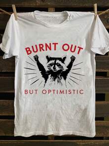 Women's Short-Sleeved T-Shirt With Round Neck, Fashionable, Urban Style Spring/Summer, Luxury Lightweight Clothing For Parties And Holidays, With Animal And Letter Print, Popular T-Shirt. - 白色 - 查看 1