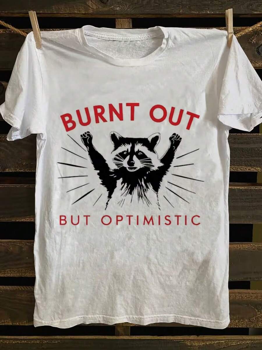 Women's Short-Sleeved T-Shirt With Round Neck, Fashionable, Urban Style Spring/Summer, Luxury Lightweight Clothing For Parties And Holidays, With Animal And Letter Print, Popular T-Shirt. - 白色 - 查看 1