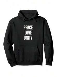Compatible With 1 Men's Heavyweight Hoodie - Indigenous Inspired Graphic Print With Feather Design, Black With Red And White Lettering, Front Pocket, Regular Fit, Casual Outdoor Sweatshirt_089 - 黑色 7 - 查看 1