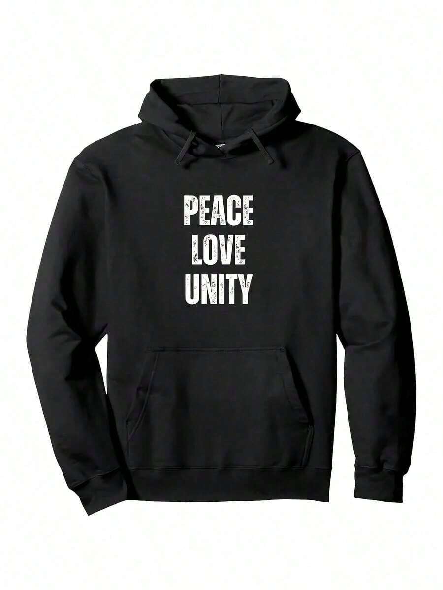 Compatible With 1 Men's Heavyweight Hoodie - Indigenous Inspired Graphic Print With Feather Design, Black With Red And White Lettering, Front Pocket, Regular Fit, Casual Outdoor Sweatshirt_089 - 黑色 7 - 查看 1