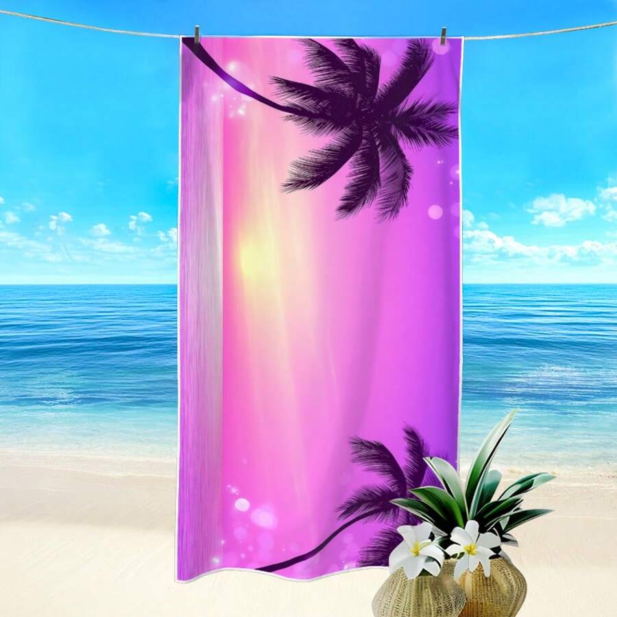 1条椰子树日落印花沙滩巾,超强吸水速干浴巾,轻便柔软沙滩毯,适合海滩、游泳、户外露营旅行,理想的沙滩必备品。 - C - 查看 1